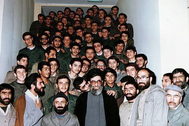 Khamenei with IRGC students, late 1980s
